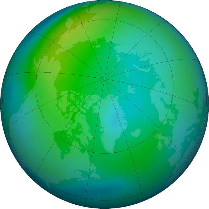 Arctic ozone map for October 2022
